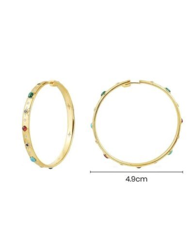 Apm Monaco Large Multicolor Stone Hoop Earrings