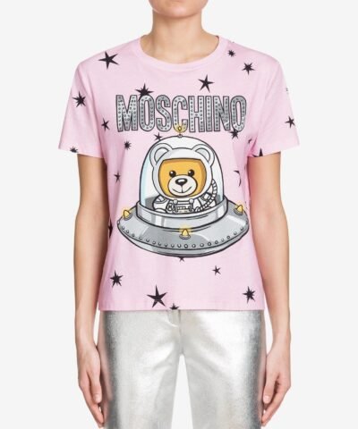 MOSCHINO T-SHIRT IN COTTON JERSEY WITH UFO TEDDY PRINT