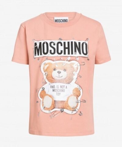MOSCHINO COTTON JERSEY T-SHIRT WITH SAFETY PIN TEDDY PRINT
