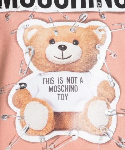 MOSCHINO COTTON JERSEY T-SHIRT WITH SAFETY PIN TEDDY PRINT