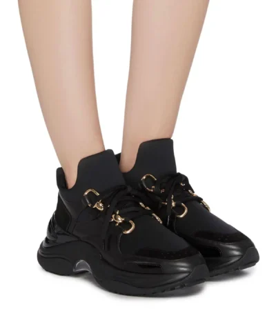 Stella Luna Chunky Chain Embellished Patchwork Sneakers