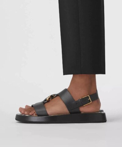 Burberry Women's Chain-link Detail Leather Sandals