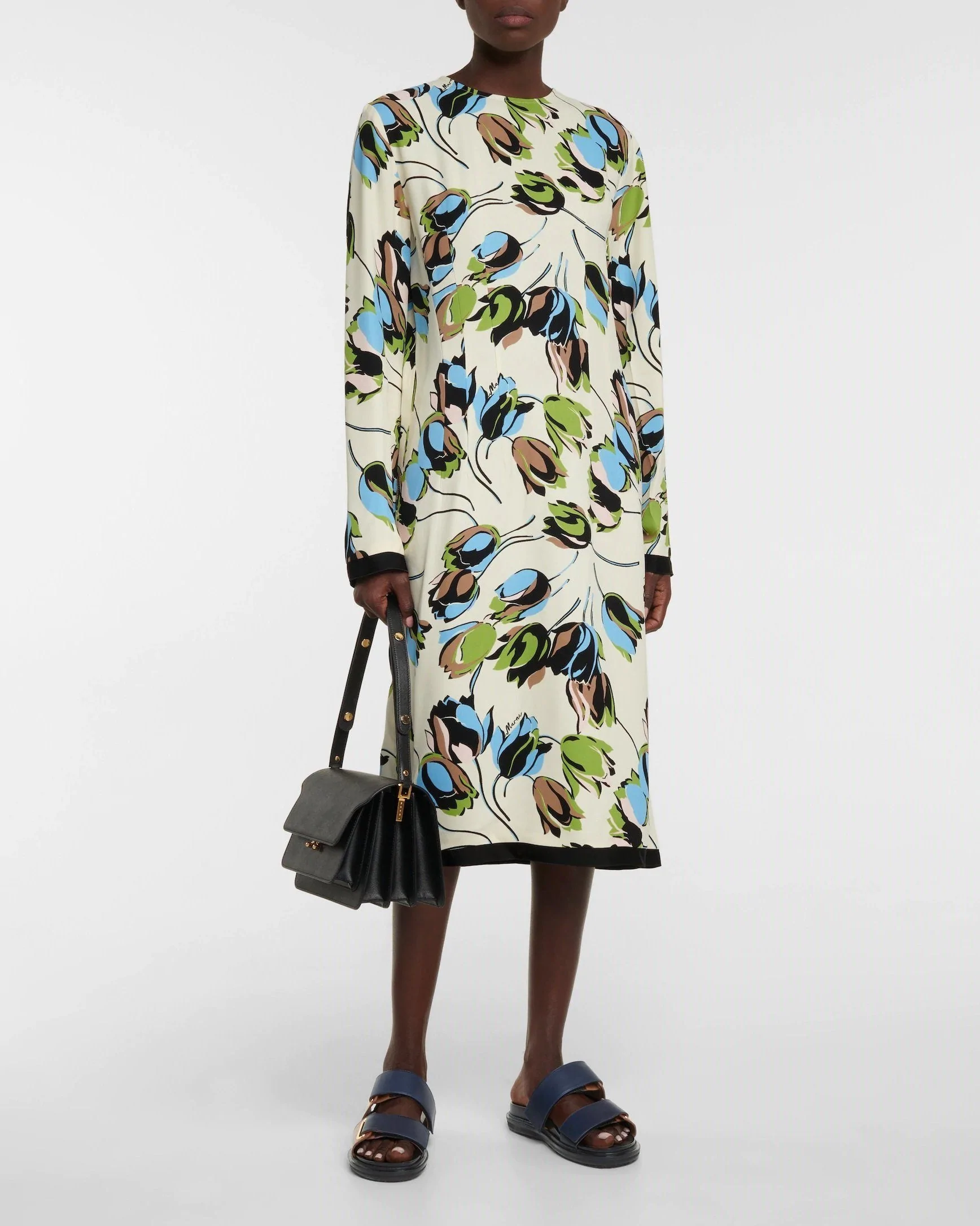 Marni Floral-Printed Midi Dress