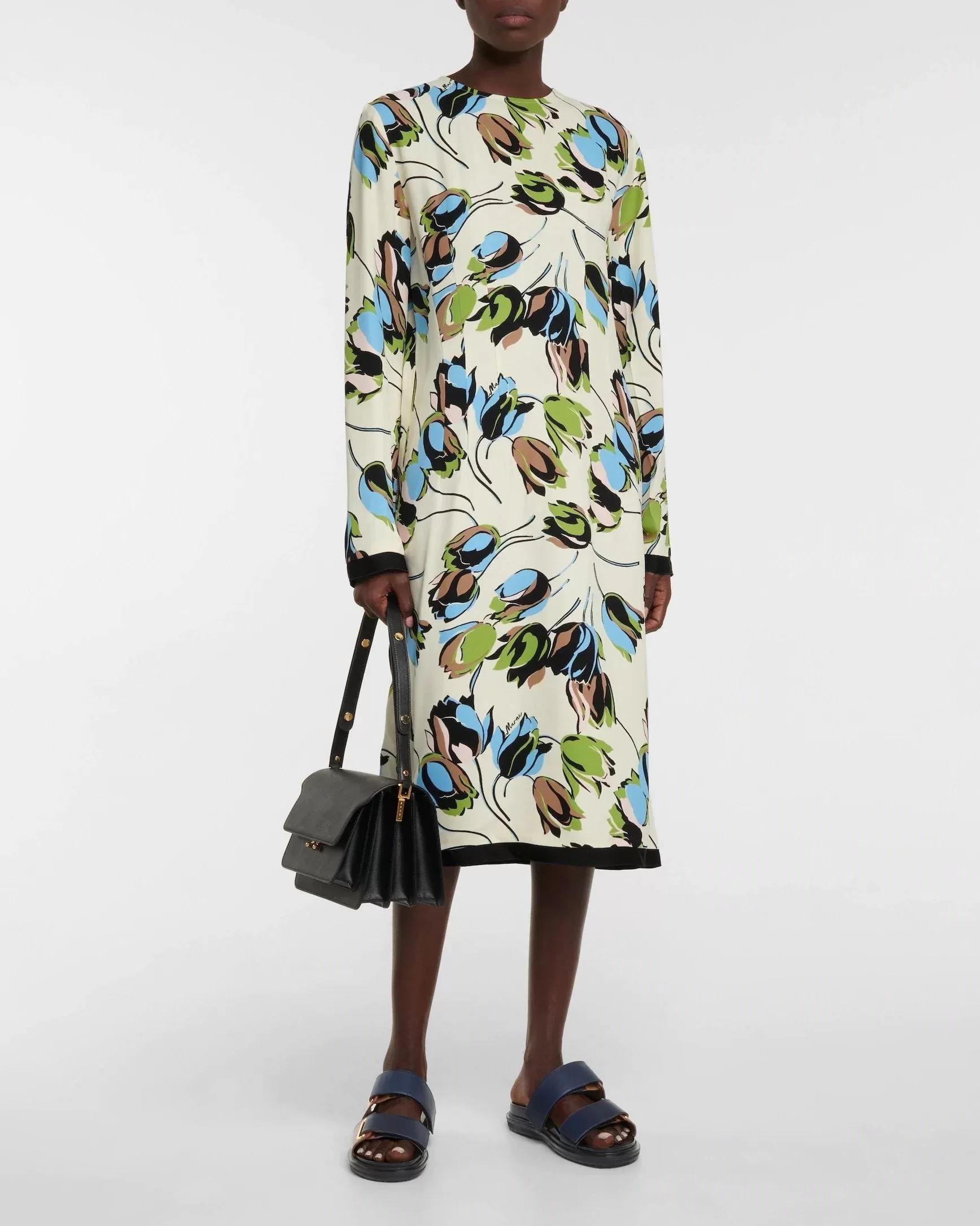 Marni Floral-Printed Midi Dress