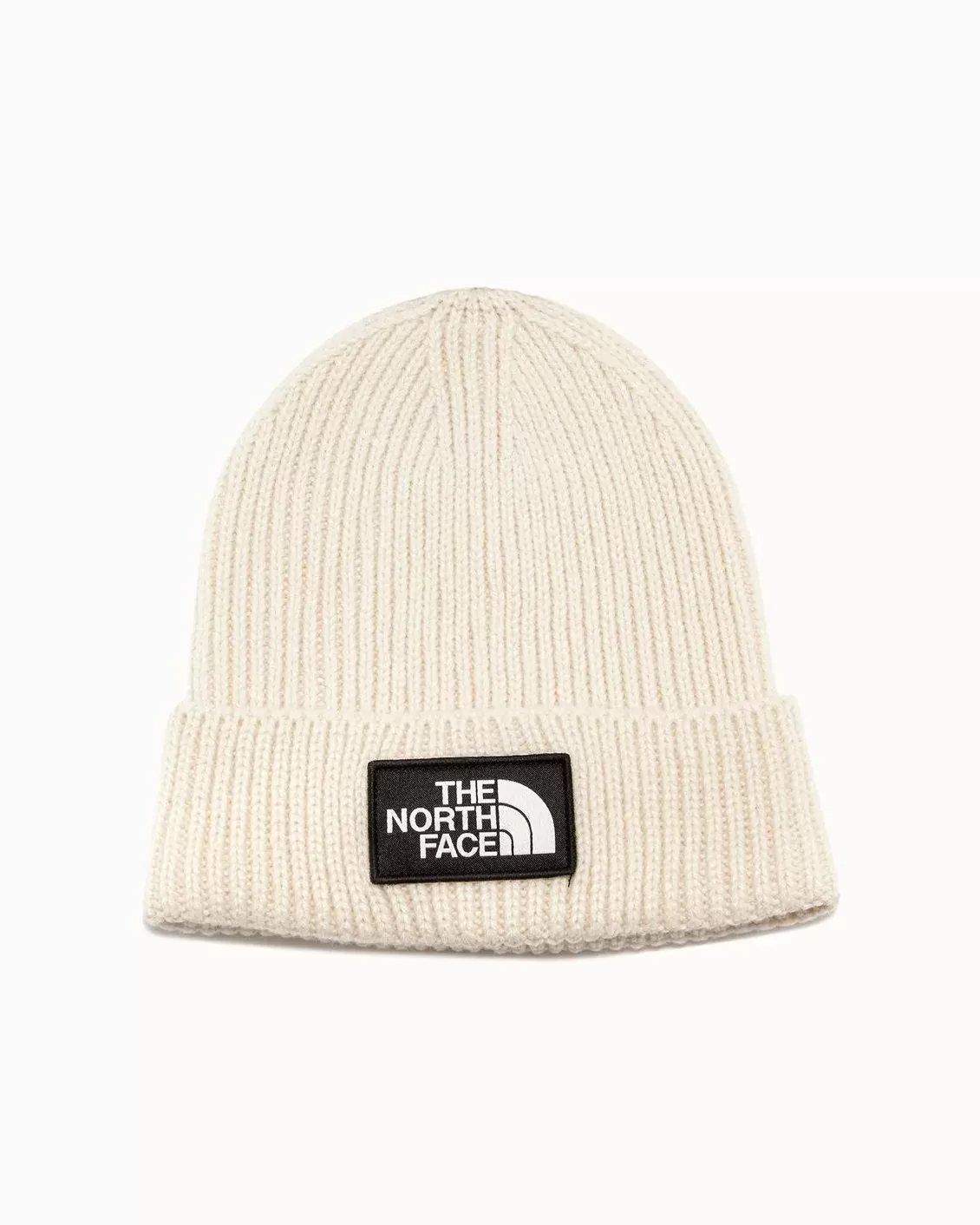 The North Face Logo Box Cuffed Beanie In White