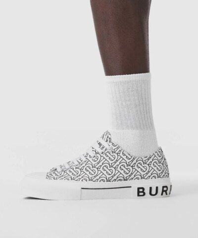 Burberry Men's Monogram Print Cotton Sneakers