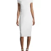 Narciso Rodriguez Cap-Sleeve Horizontal Seamed Sheath Scuba Dress