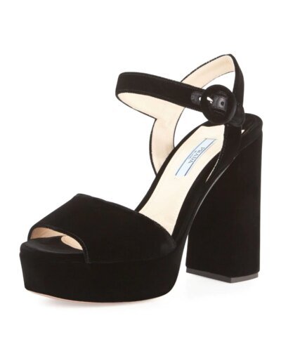 Prada Velvet Platform Block-Heel Sandal