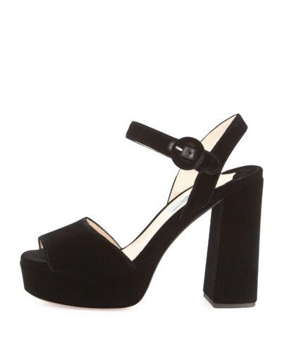 Prada Velvet Platform Block-Heel Sandal