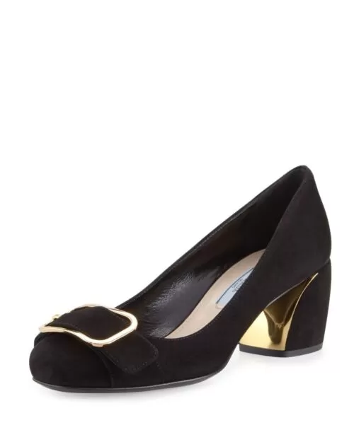 Prada Suede Buckle-Toe 55mm Pump