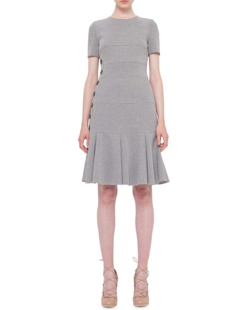 Akris Punto Women's Gray Short-sleeve Ribbed Jersey Dress