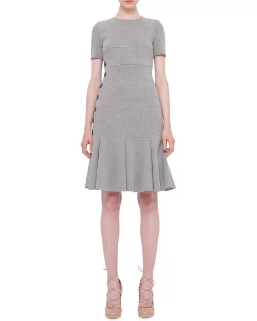 Akris Punto Women's Gray Short-sleeve Ribbed Jersey Dress