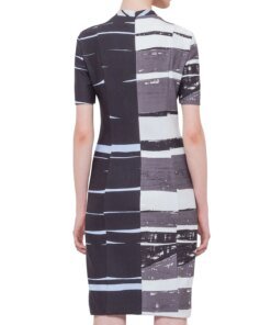 Akris punto Short-Sleeve Brushstroke Sheath Dress, Multi Colors