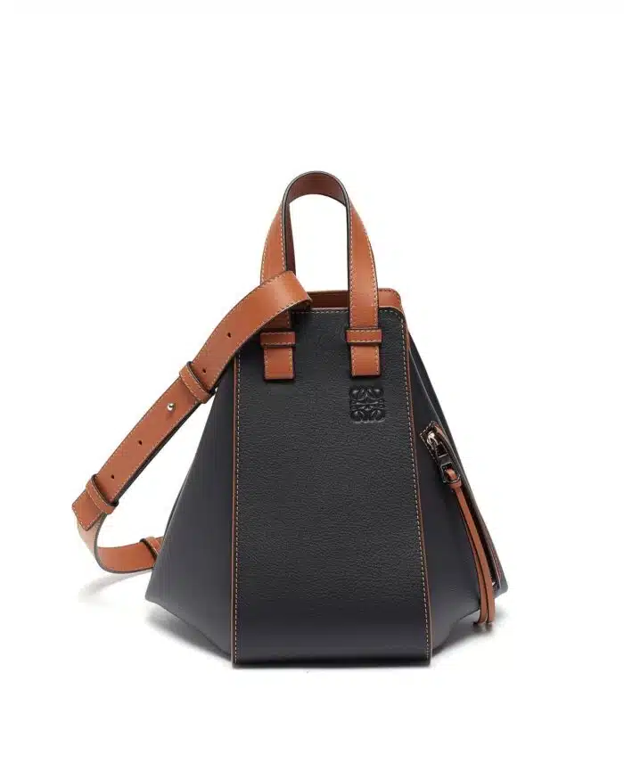 Loewe Hammock Small Leather Shoulder Bag In Black Brown