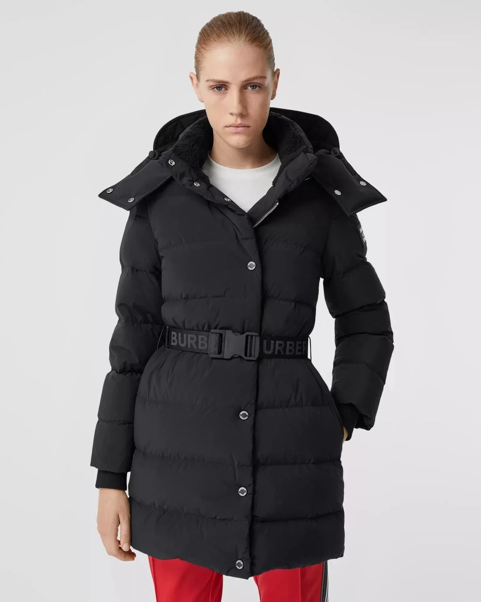 Burberry Detachable Hood Belted Puffer Coat