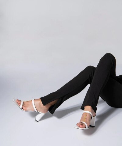 By Far Chloe White Grained Leather Mules