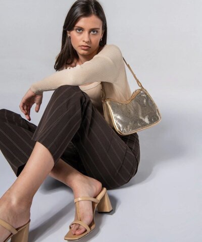 By Far Chloe Nude Grained Leather Mules