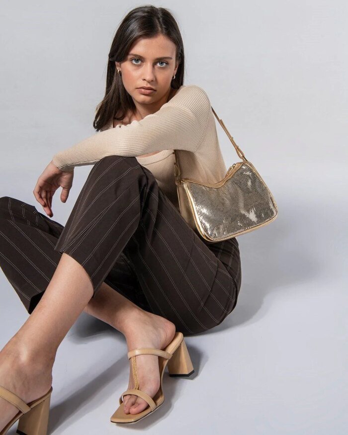 By Far Chloe Nude Grained Leather Mules