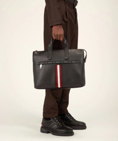 Bally Henda Leather Business Bag In Black
