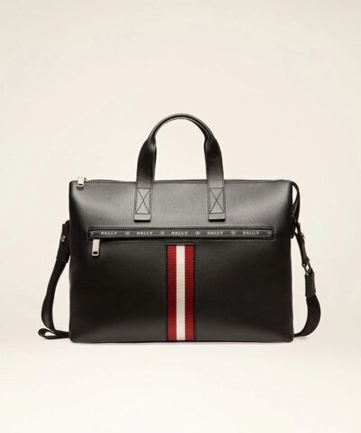 Bally Henda Leather Business Bag In Black