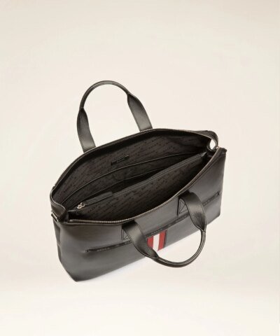 Bally Henda Leather Business Bag In Black