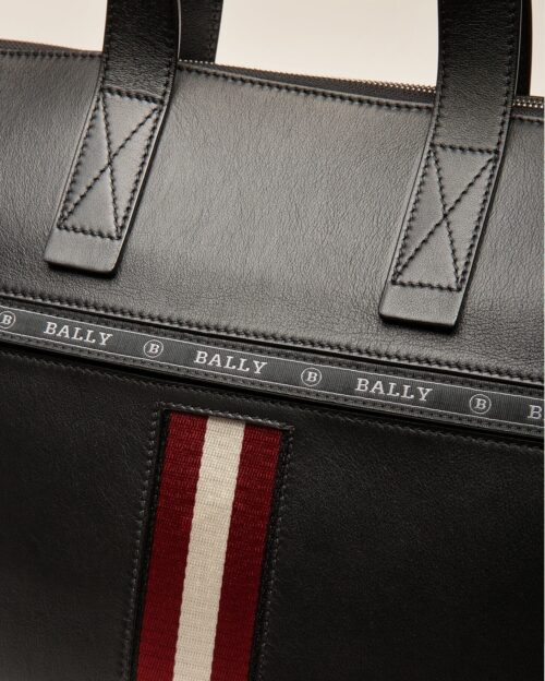 Bally Henda Leather Business Bag In Black