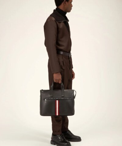 Bally Henda Leather Business Bag In Black