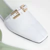 By Far Rado Buckled Creased Glossed-Leather Slippers In White