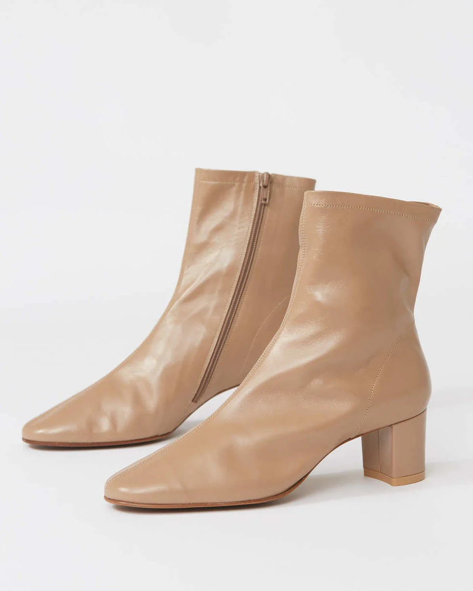 By Far Sofia Leather Ankle Boots In Nude