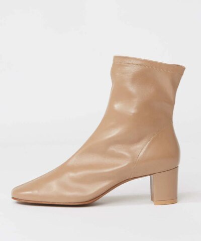 By Far Sofia Leather Ankle Boots In Nude