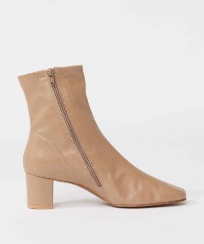 By Far Sofia Leather Ankle Boots In Nude
