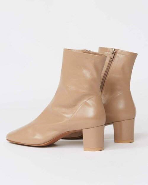 By Far Sofia Leather Ankle Boots In Nude