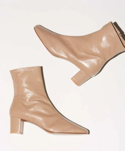By Far Sofia Leather Ankle Boots In Nude