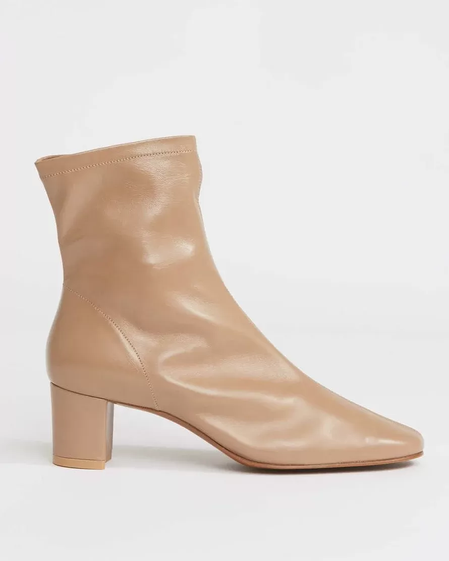 By Far Sofia Leather Ankle Boots In Nude