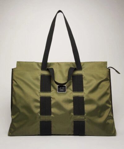 Acne Studios Logo Plaque Tote Bag Khaki Green