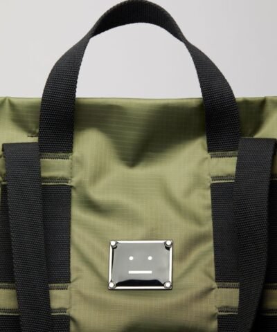 Acne Studios Logo Plaque Tote Bag Khaki Green