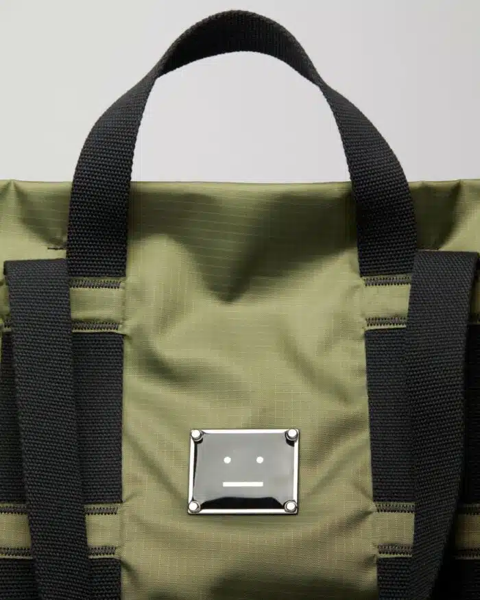 Acne Studios Logo Plaque Tote Bag Khaki Green