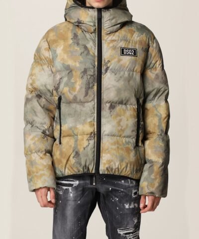 Dsquared2 Down Jacket In Camouflage Technical Fabric