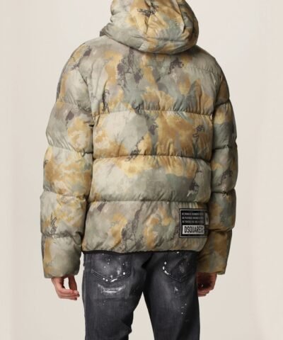 Dsquared2 Down Jacket In Camouflage Technical Fabric