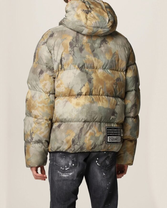Dsquared2 Down Jacket In Camouflage Technical Fabric