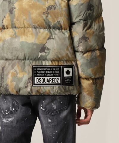 Dsquared2 Down Jacket In Camouflage Technical Fabric