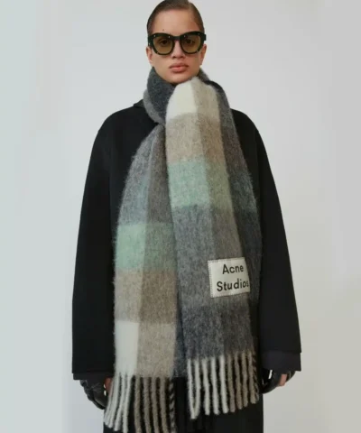 Acne Studios Multi Check Scarf Green/Grey/Black