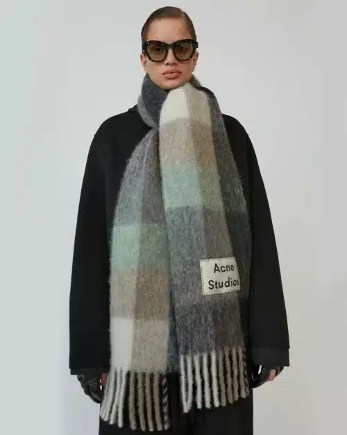 Acne Studios Multi Check Scarf Green/Grey/Black