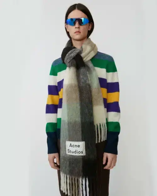 Acne Studios Multi Check Scarf Green/Grey/Black