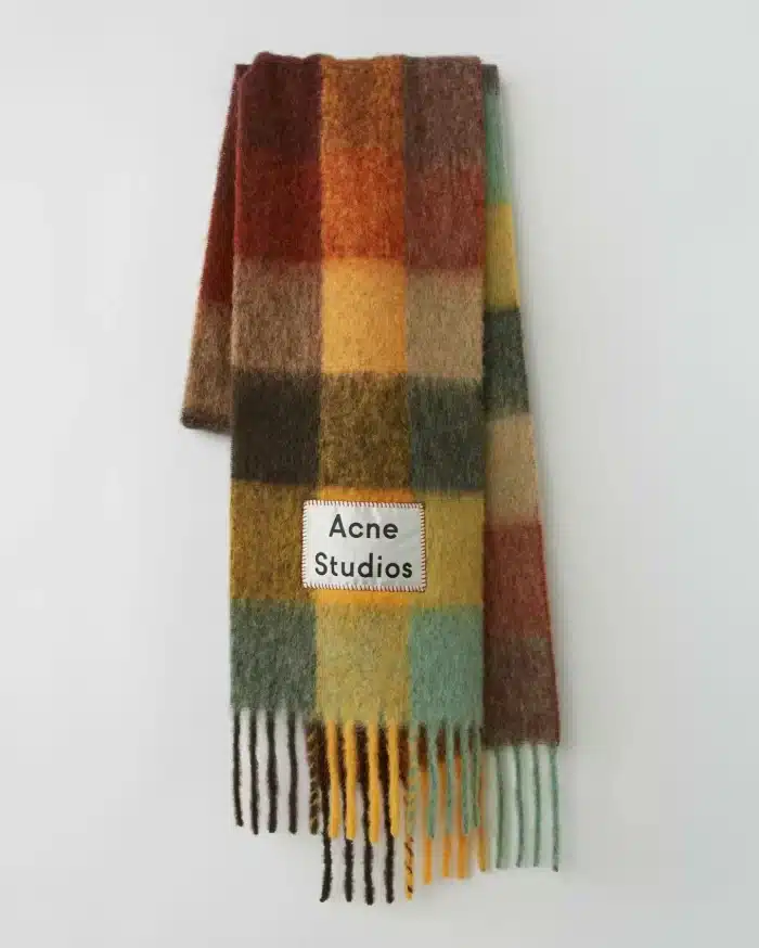 Acne Studios Multi Check Scarf Brown/Yellow/Green