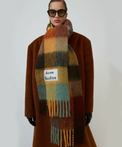 Acne Studios Multi Check Scarf Brown/Yellow/Green