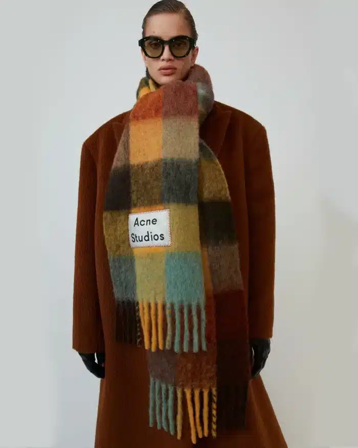 Acne Studios Multi Check Scarf Brown/Yellow/Green