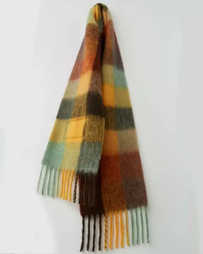 Acne Studios Multi Check Scarf Brown/Yellow/Green