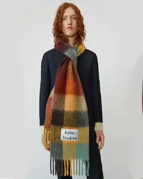 Acne Studios Multi Check Scarf Brown/Yellow/Green