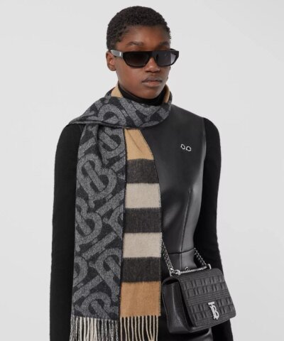 Burberry Reversible Check and Monogram Cashmere Scarf